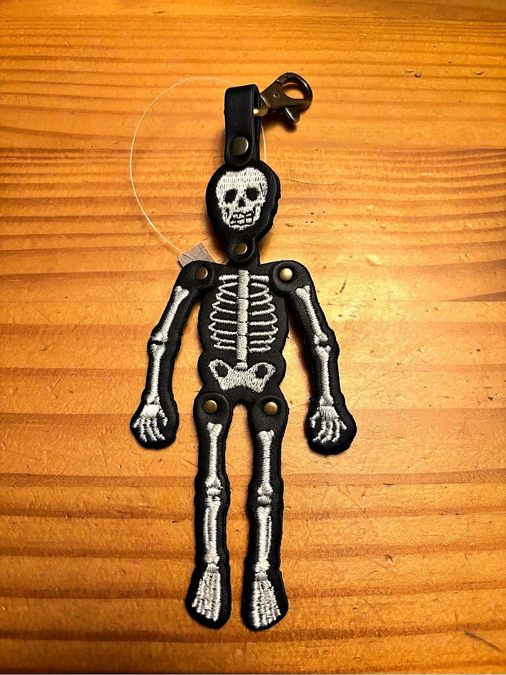 Portland Leather Skeleton Keychain Black & Silver Like New